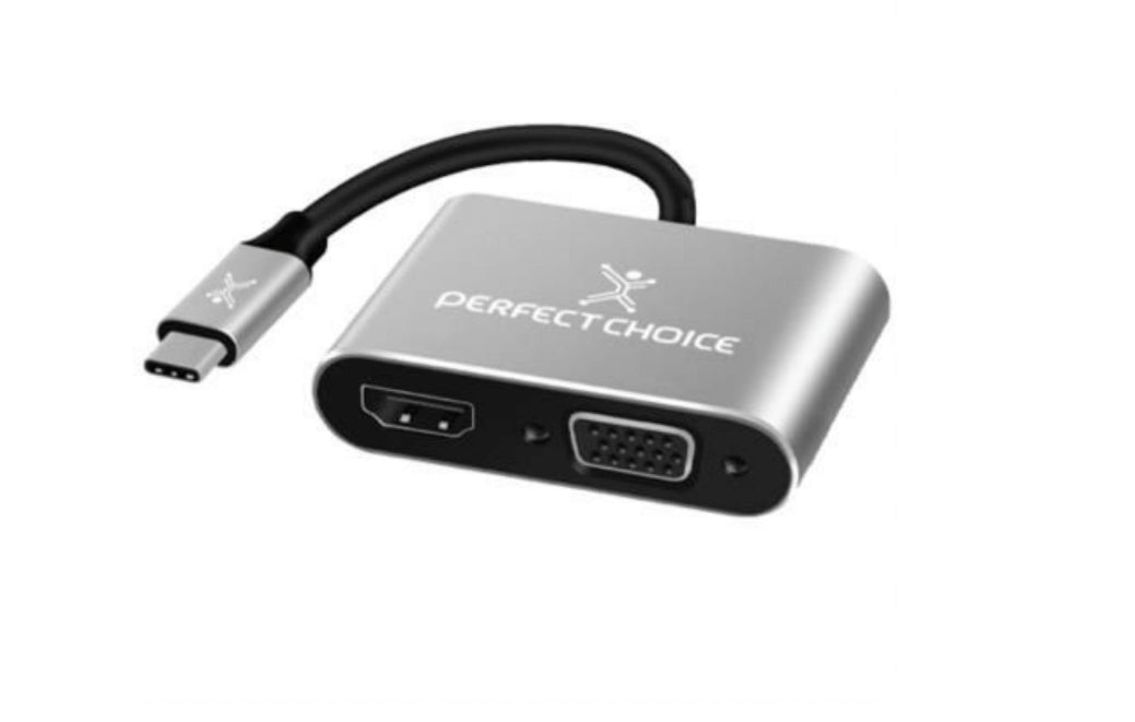 Adaptador USB-C a HDMI1+VGA PERFECT CHOICE PC-101284 - USB C, HDMI + VGA Adaptador USB-C a HDMI1+VGA PERFECT CHOICE PC-101284 - USB C, HDMI + VGA